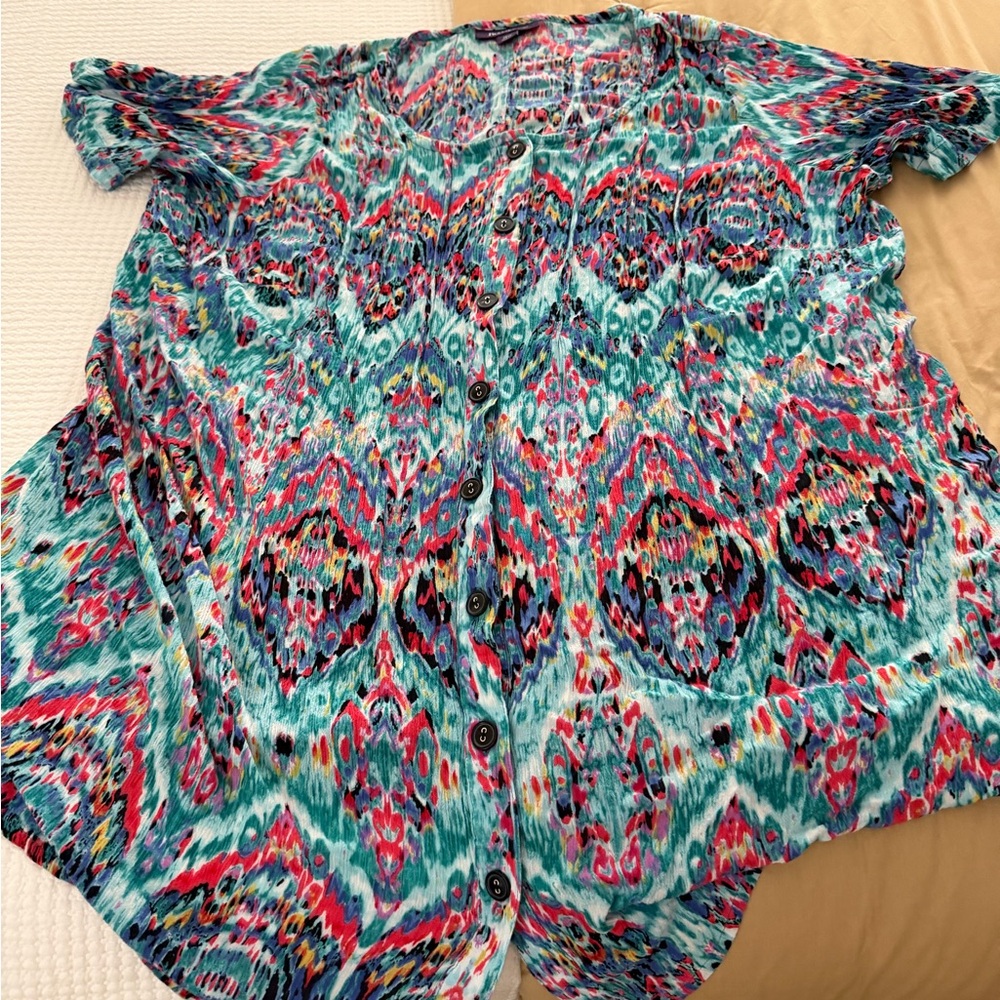 Roaman's Multicolor Button Down Shirt